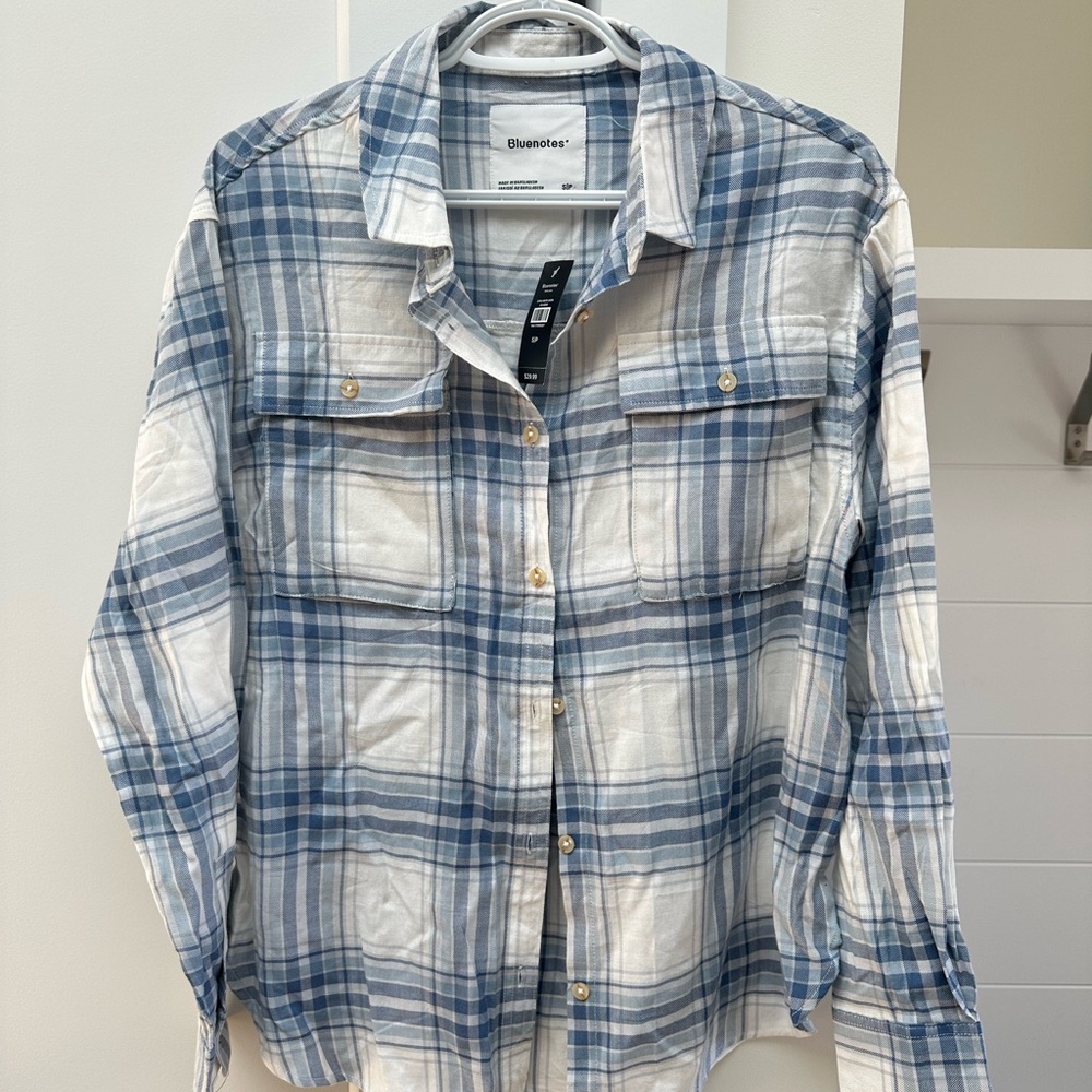 Bluenotes NWT Blue and White Checkered  Shirt